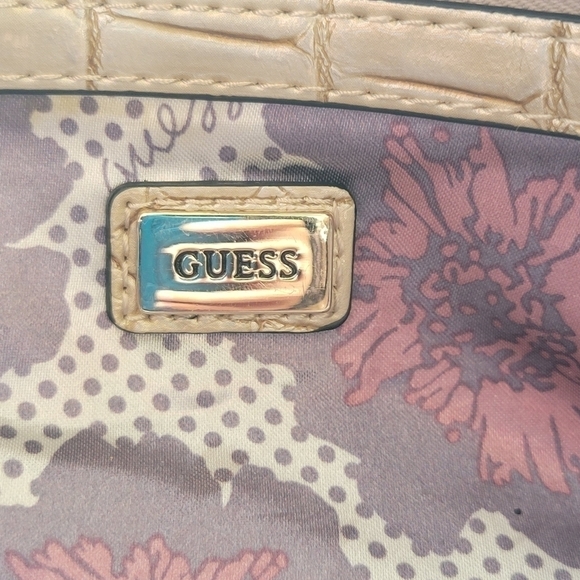 Vintage Guess Handbag Y2K Faux Leather Bling Gold Silver Purse Satchel Bag Retro - Picture 6 of 13